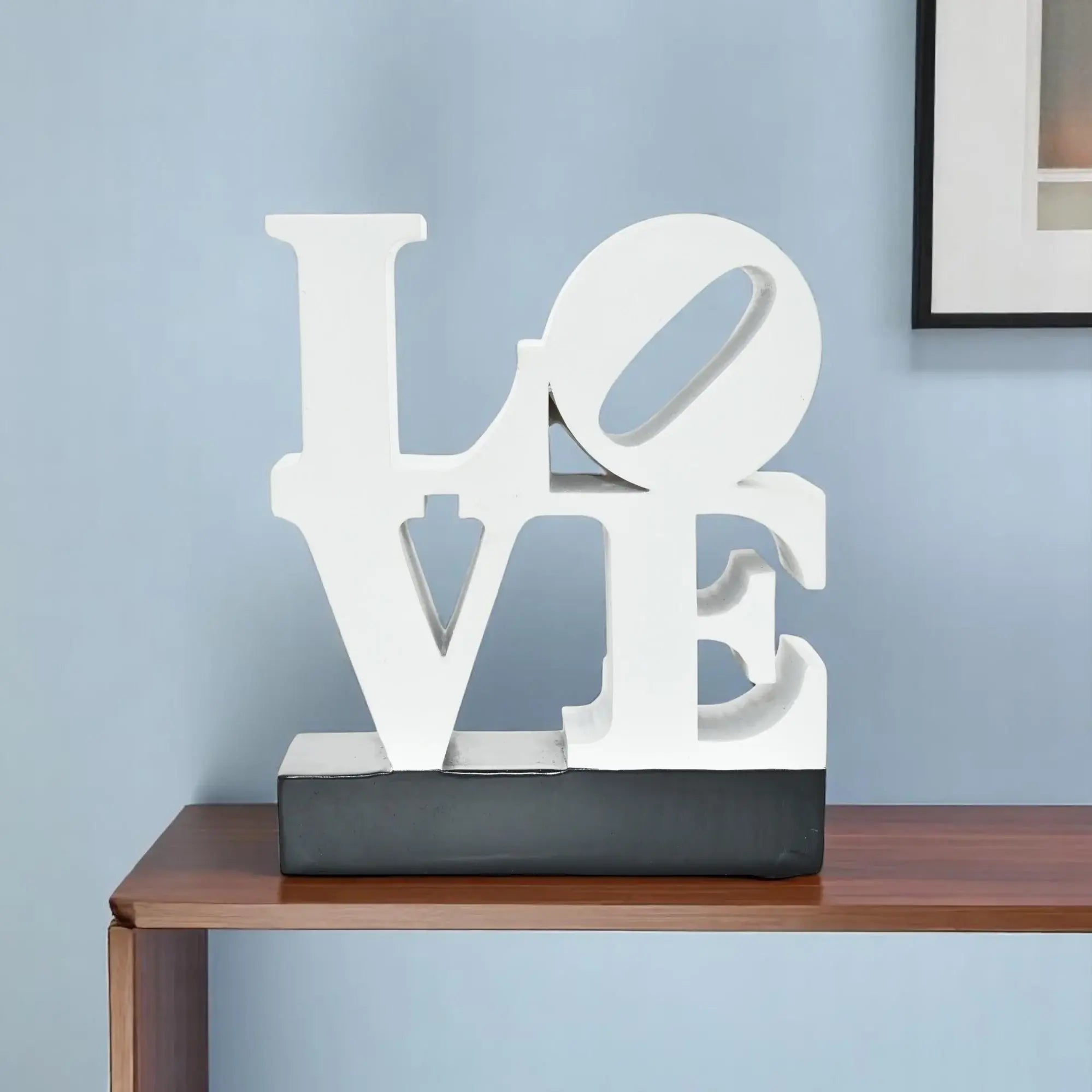 4" White And Black Resin Love Tabletop Sculpture - Homeroots - Flyclothing LLC