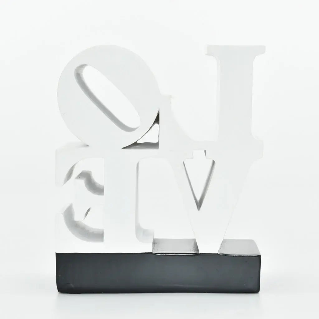 4" White And Black Resin Love Tabletop Sculpture - Homeroots - Flyclothing LLC
