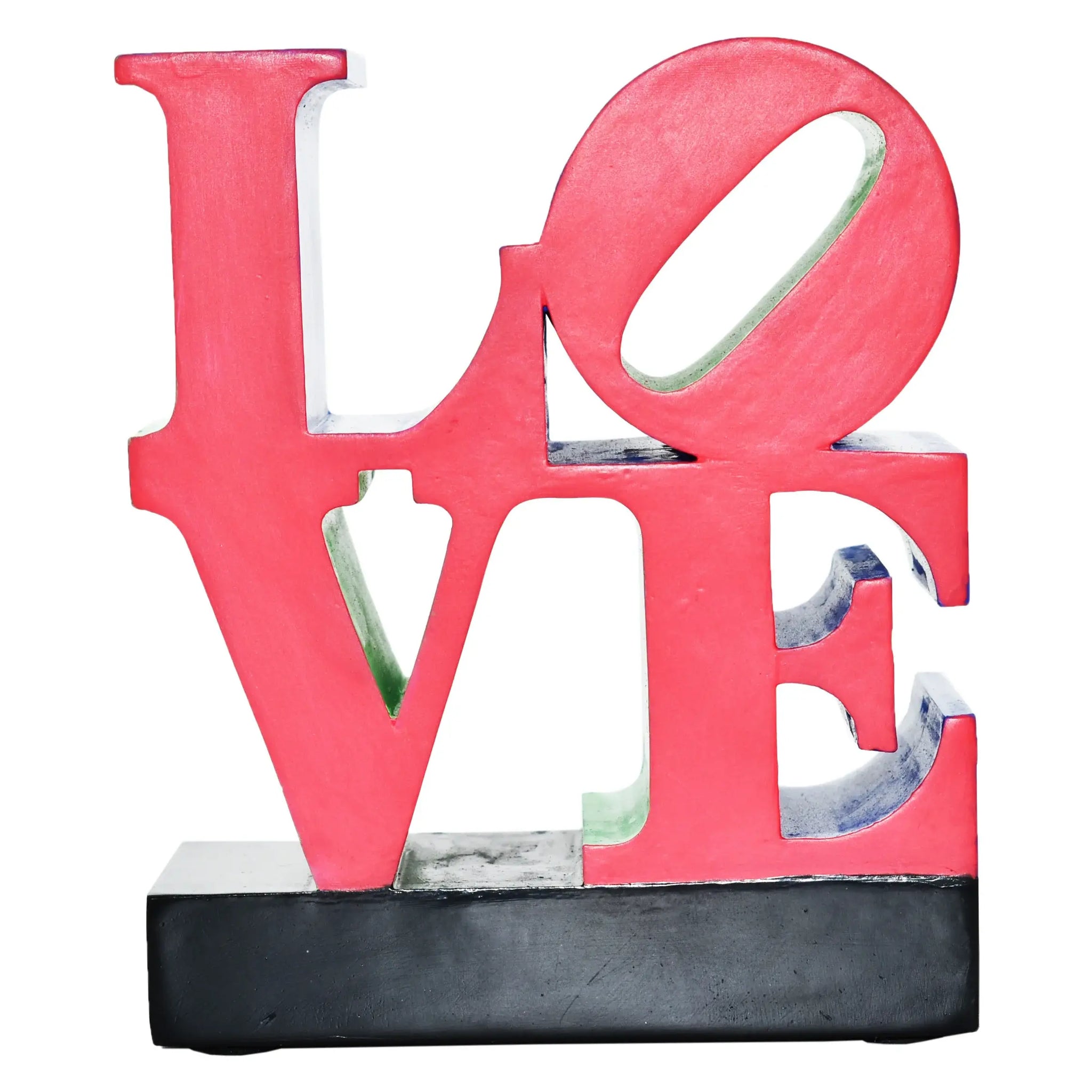 4" Red Blue Green And Black Resin Love Tabletop Sculpture - Homeroots - Flyclothing LLC
