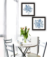 Set Of Two Blue And White Delph Floral Black Framed Wall Art - HomeRoots - Flyclothing LLC