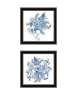 Set Of Two Blue And White Delph Floral Black Framed Wall Art - HomeRoots - Flyclothing LLC