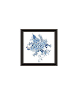 Set Of Two Blue And White Delph Floral Black Framed Wall Art - HomeRoots - Flyclothing LLC