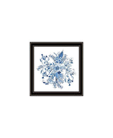 Set Of Two Blue And White Delph Floral Black Framed Wall Art - HomeRoots - Flyclothing LLC