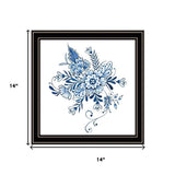 Set Of Two Blue And White Delph Floral Black Framed Wall Art - HomeRoots - Flyclothing LLC