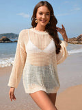 Openwork Dropped Shoulder Long Sleeve Cover-Up - Trendsi - Flyclothing LLC