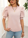 Mandy Mock Neck Puff Sleeve Sweater - Trendsi - Flyclothing LLC