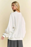 Davi & Dani Round Neck Raglan Sleeve Sweatshirt - Trendsi