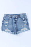 High Rise Crossover Waist Denim Shorts - Trendsi - Flyclothing LLC