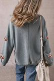Sequin Football Round Neck Long Sleeve Sweatshirt - Trendsi - Flyclothing LLC