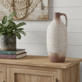 12" Brown And White Ceramic Round Jug Vase - Homeroots - Flyclothing LLC