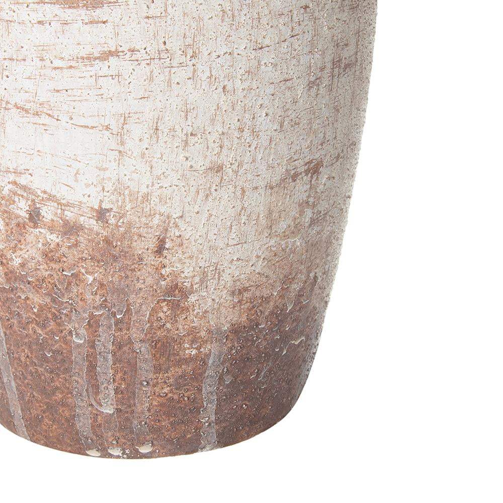 12" Brown And White Ceramic Round Jug Vase - Homeroots - Flyclothing LLC