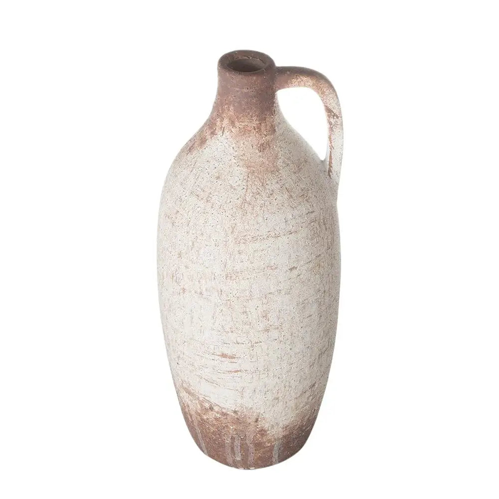 12" Brown And White Ceramic Round Jug Vase - Homeroots - Flyclothing LLC