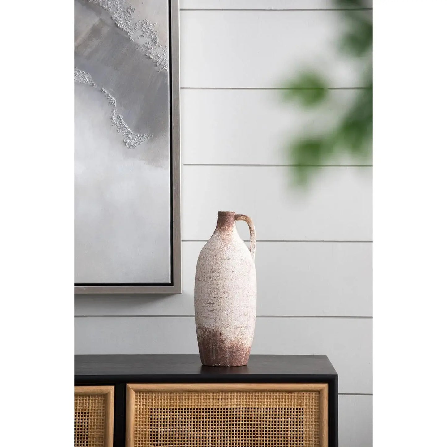 12" Brown And White Ceramic Round Jug Vase - Homeroots - Flyclothing LLC