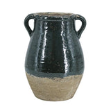 13" Forest Green And Sand Color Block Terracotta Round Jug Vase - Homeroots - Flyclothing LLC