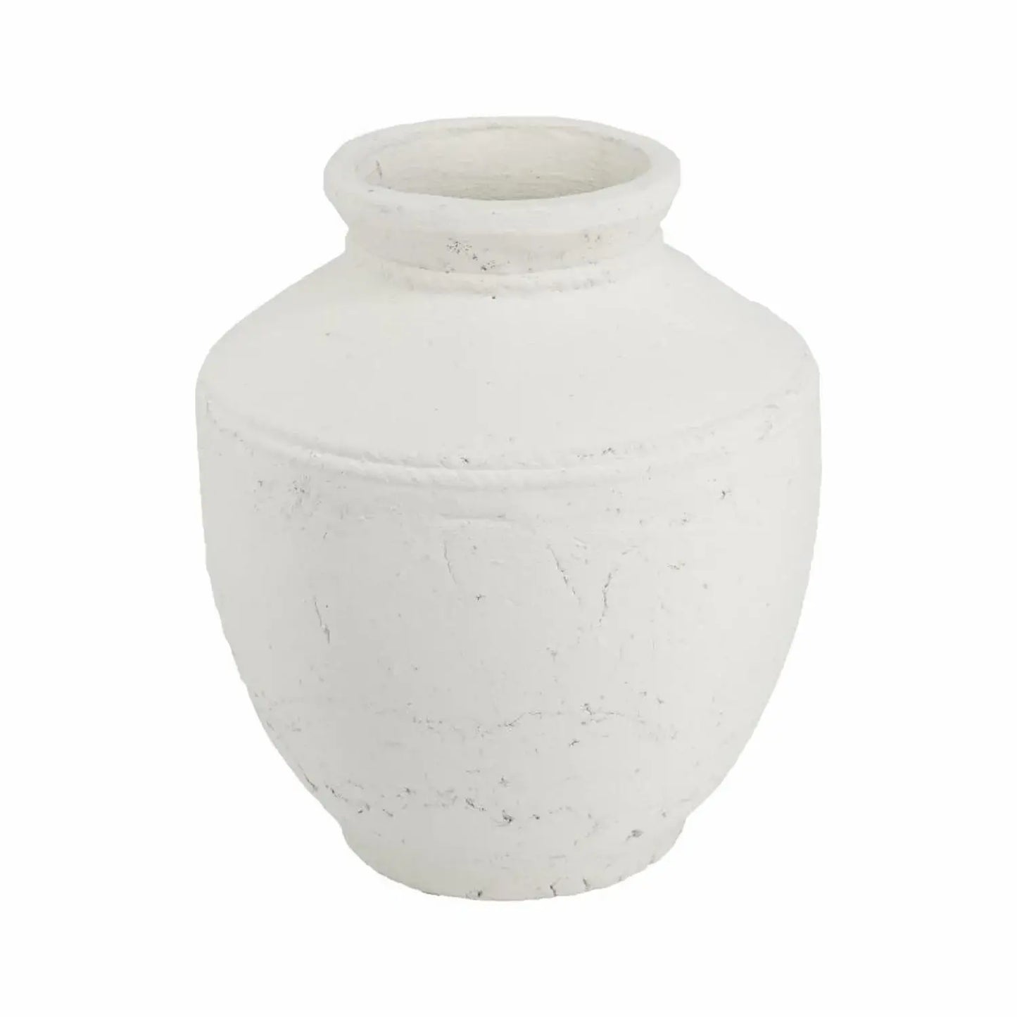 14" White Terracotta Round Jug Vase - Homeroots - Flyclothing LLC