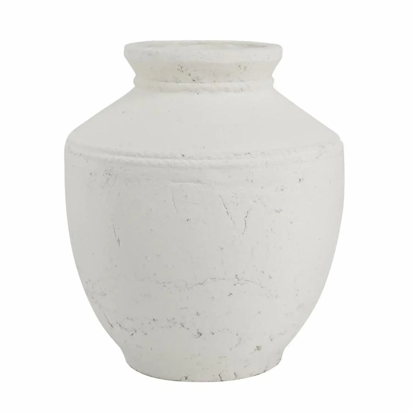 14" White Terracotta Round Jug Vase - Homeroots - Flyclothing LLC