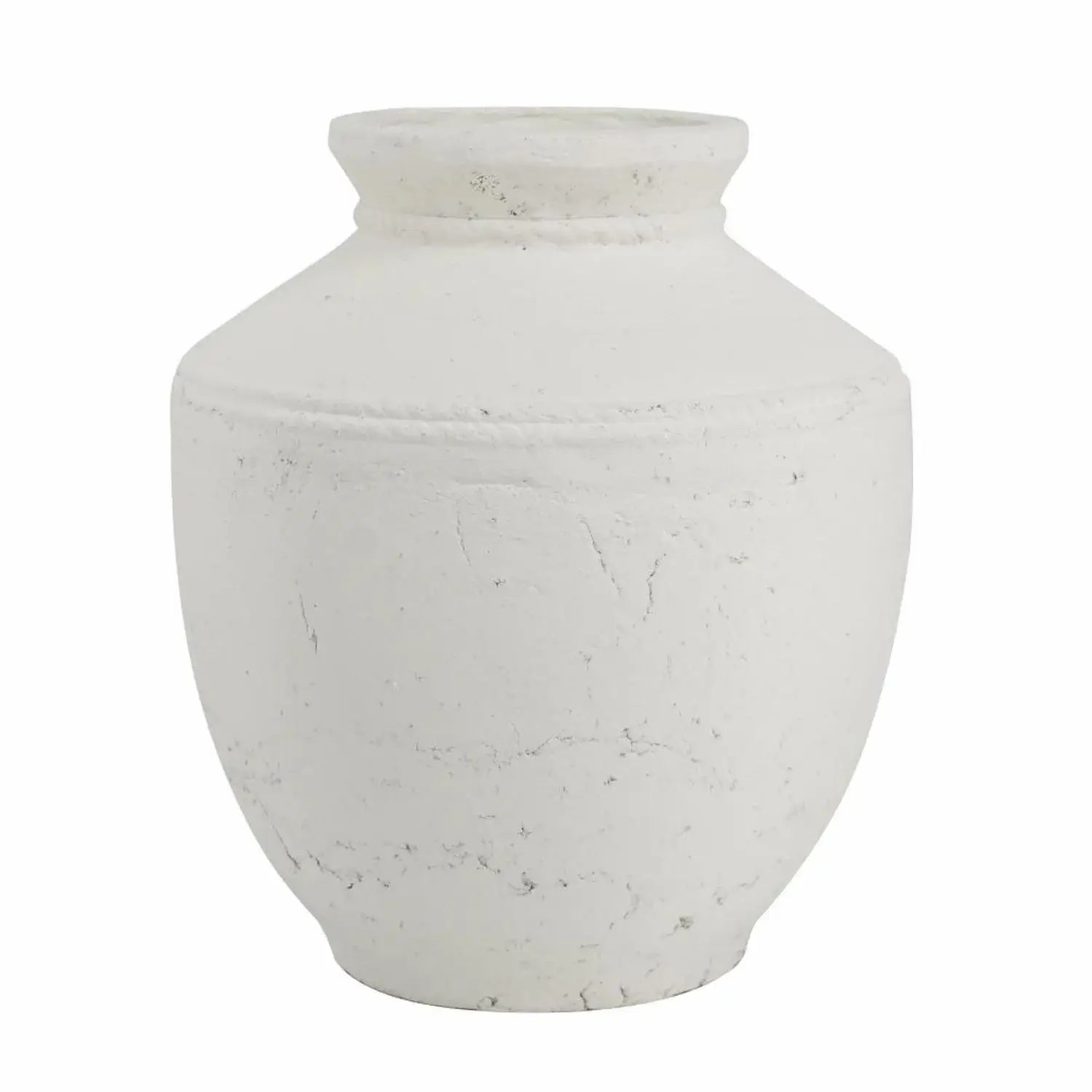 14" White Terracotta Round Jug Vase - Homeroots - Flyclothing LLC