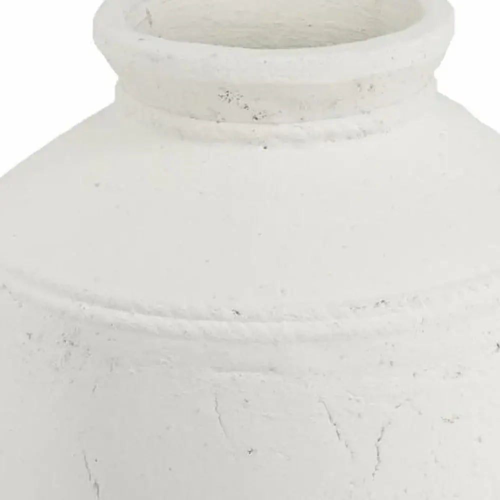 14" White Terracotta Round Jug Vase - Homeroots - Flyclothing LLC