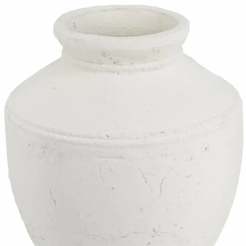 14" White Terracotta Round Jug Vase - Homeroots - Flyclothing LLC