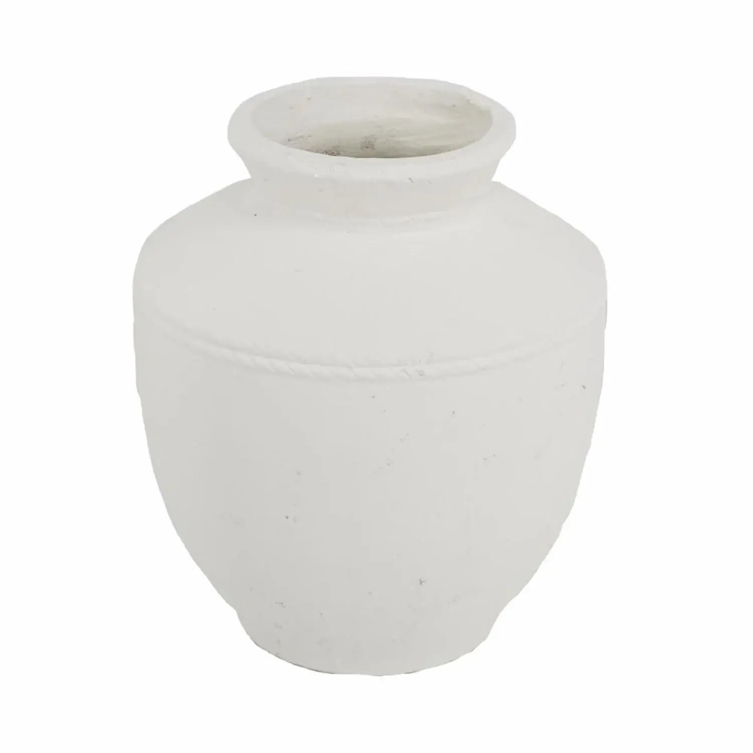 16" White Terracotta Round Jug Vase - Homeroots - Flyclothing LLC