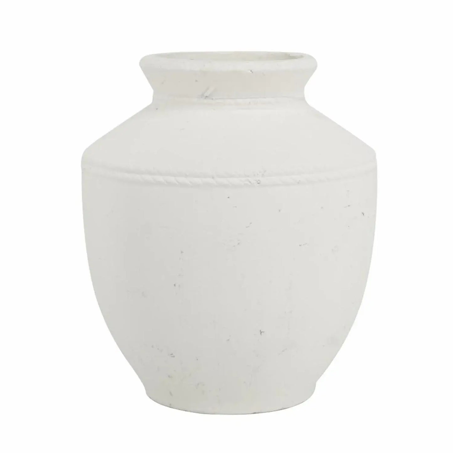16" White Terracotta Round Jug Vase - Homeroots - Flyclothing LLC