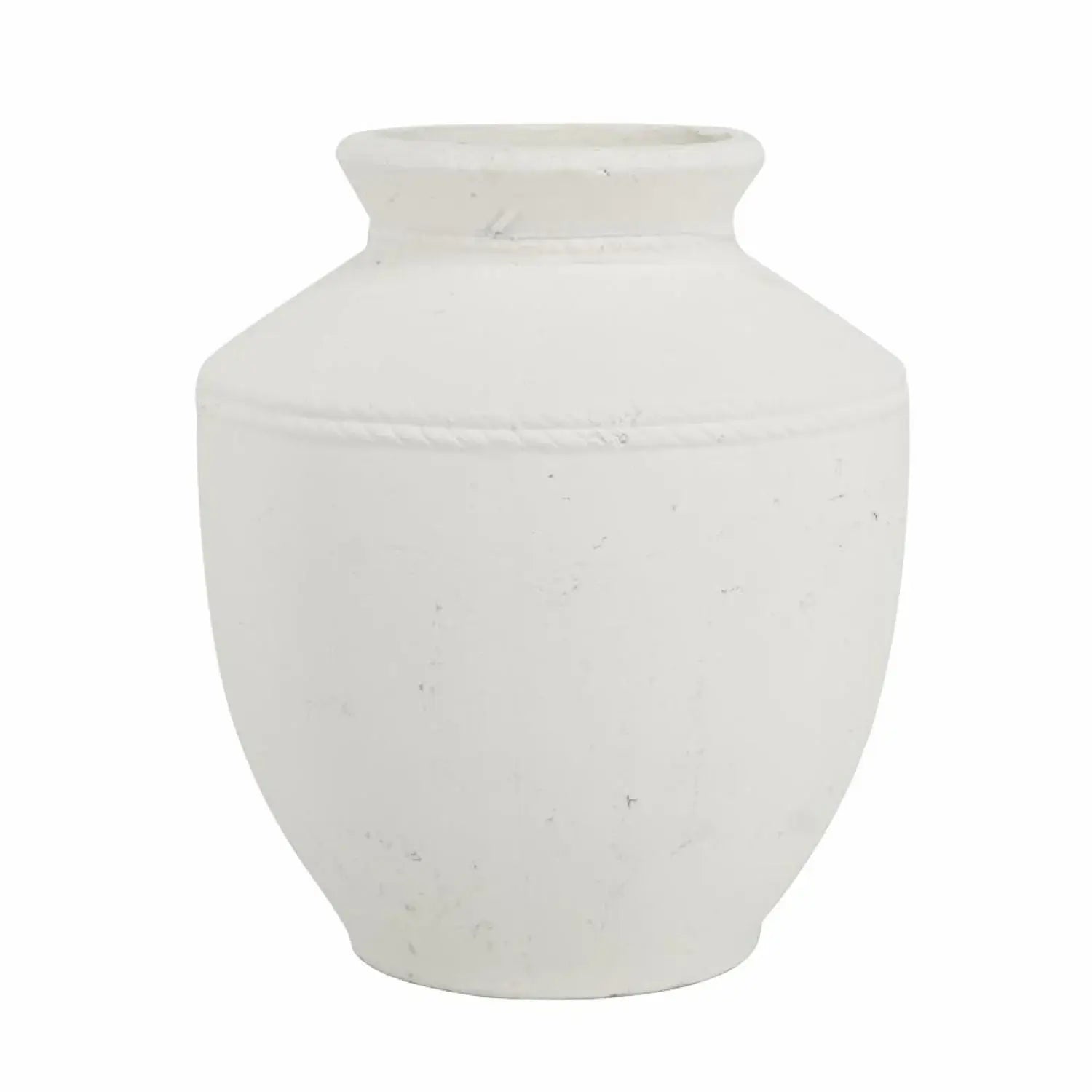 16" White Terracotta Round Jug Vase - Homeroots - Flyclothing LLC
