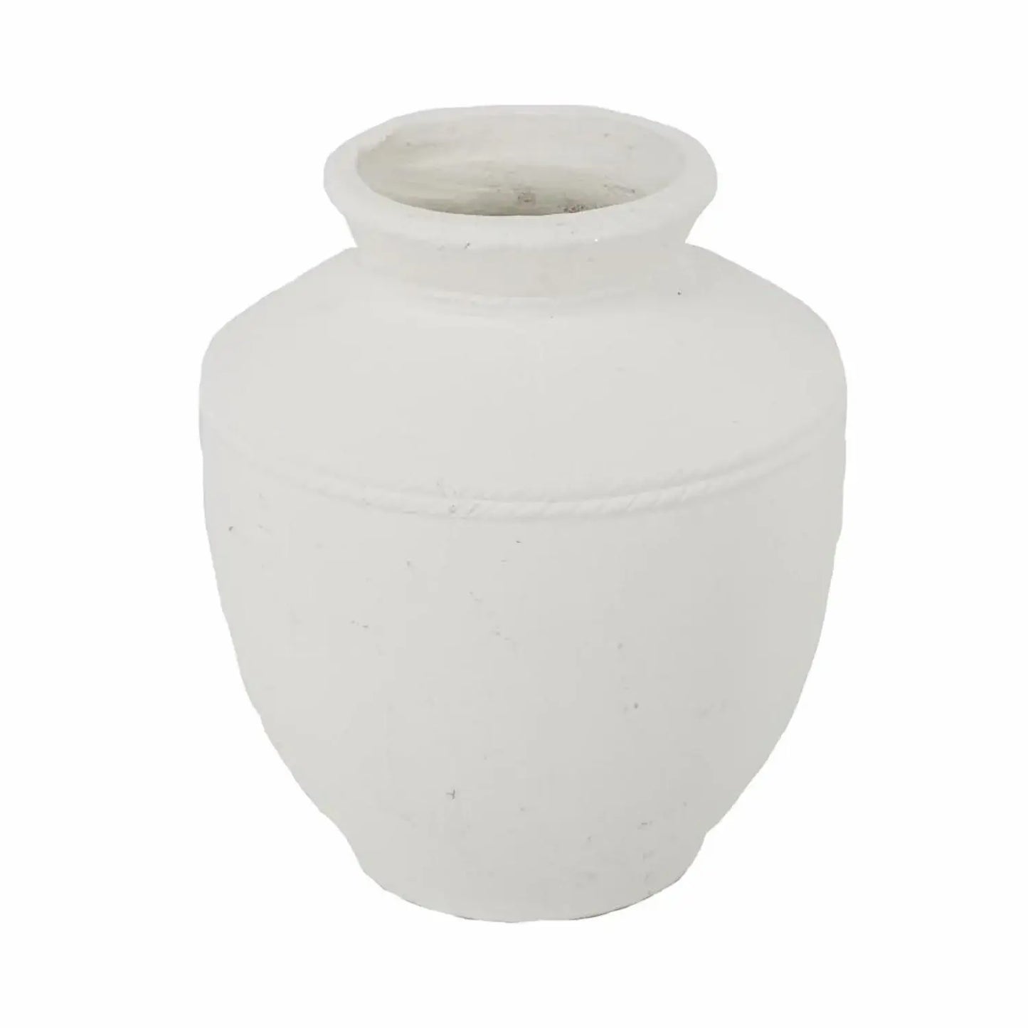 16" White Terracotta Round Jug Vase - Homeroots - Flyclothing LLC