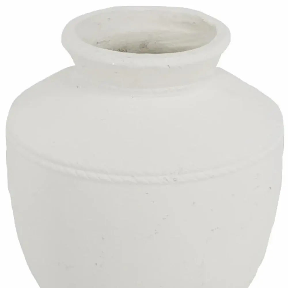 16" White Terracotta Round Jug Vase - Homeroots - Flyclothing LLC