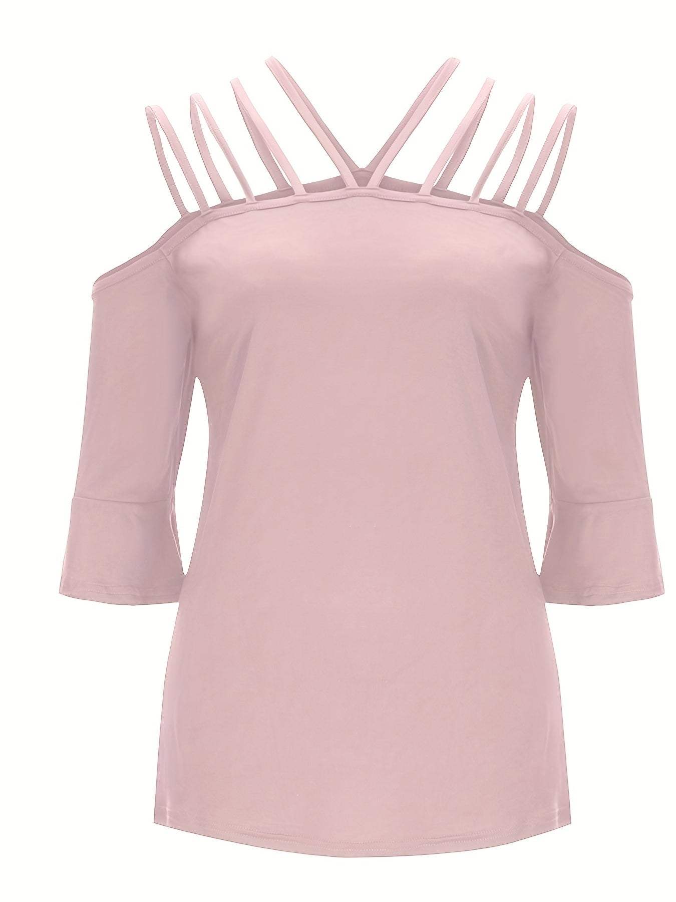 Full Size Cold Shoulder Three-Quarter Sleeve Blouse - Trendsi - Flyclothing LLC