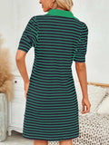 Contrast Striped Short Sleeve Mini Dress - Trendsi - Flyclothing LLC
