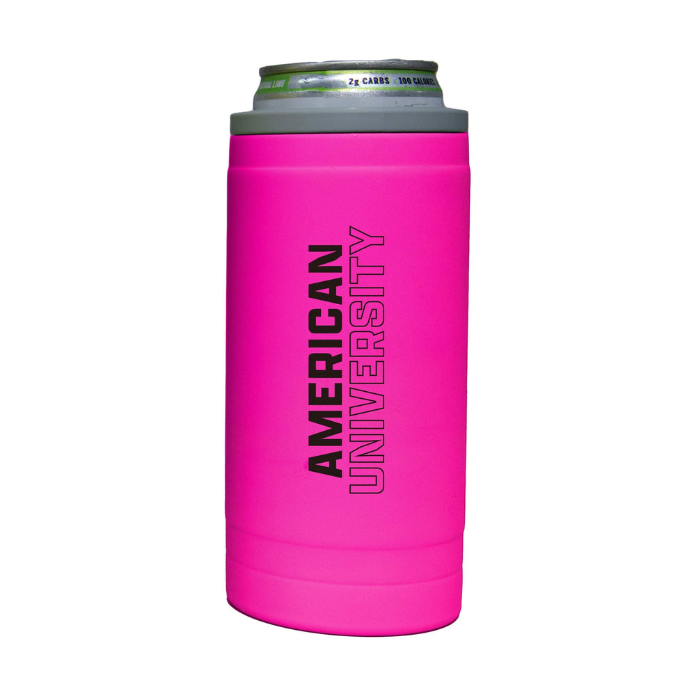 American University 12oz Electric Stacked Soft Touch Slim Coolie - Logo Brands - Flyclothing LLC