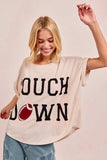 BiBi Game Day Touchdown Letter Patches Waffle Short Top - Trendsi - Flyclothing LLC