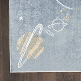 5' X 7' Blue Spaceships Youthful Washable Area Rug - HomeRoots - Flyclothing LLC