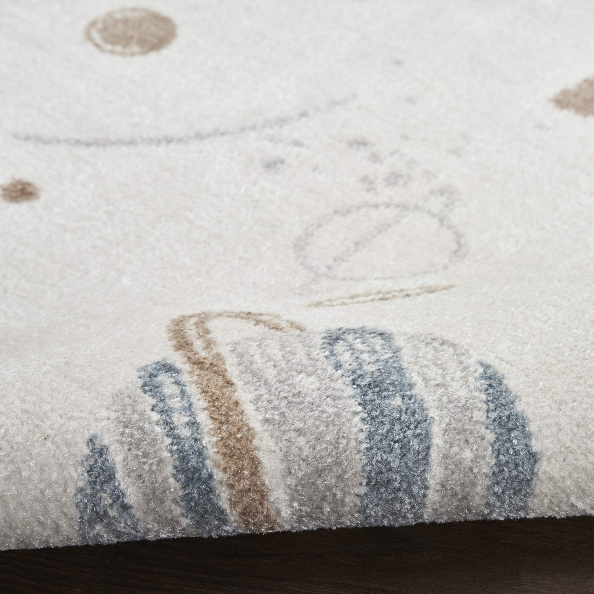 5' X 7' Ivory Spaceships Youthful Washable Area Rug - HomeRoots - Flyclothing LLC