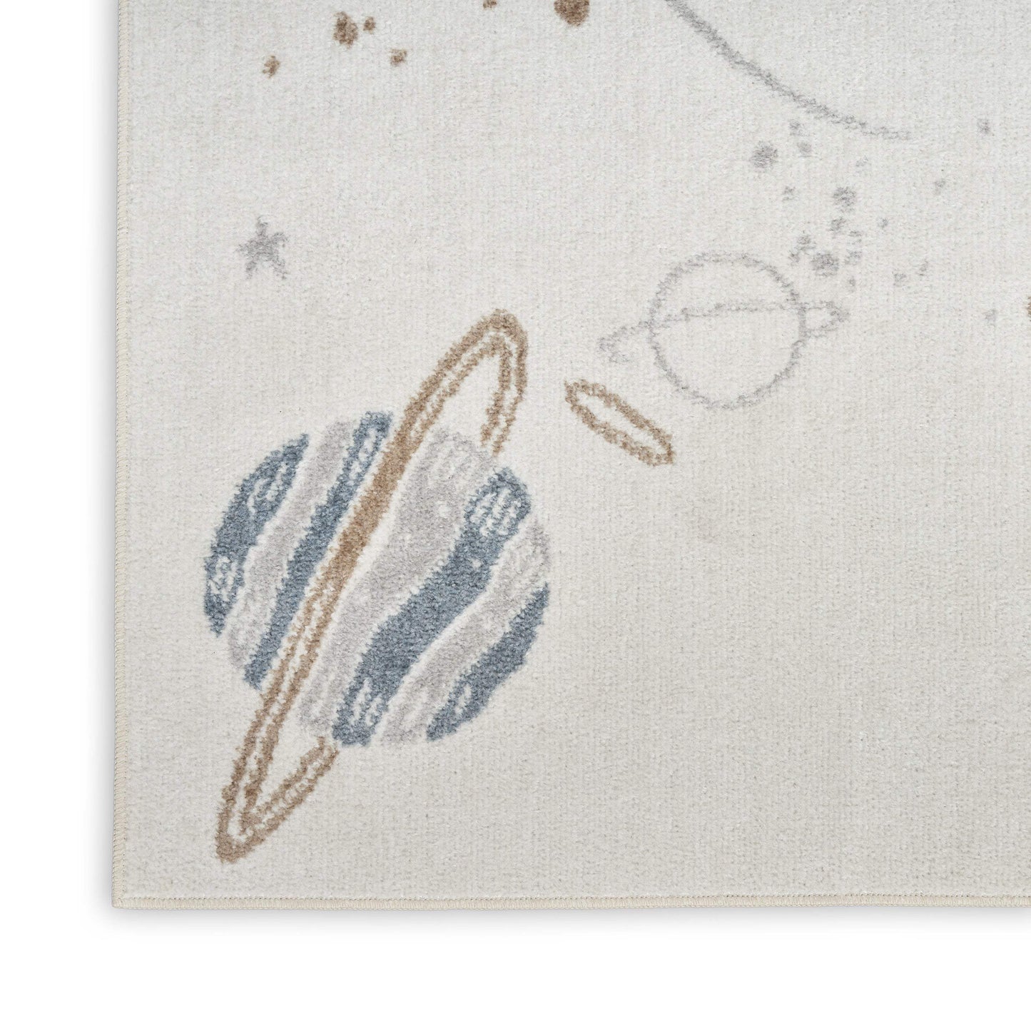 5' X 7' Ivory Spaceships Youthful Washable Area Rug - HomeRoots - Flyclothing LLC