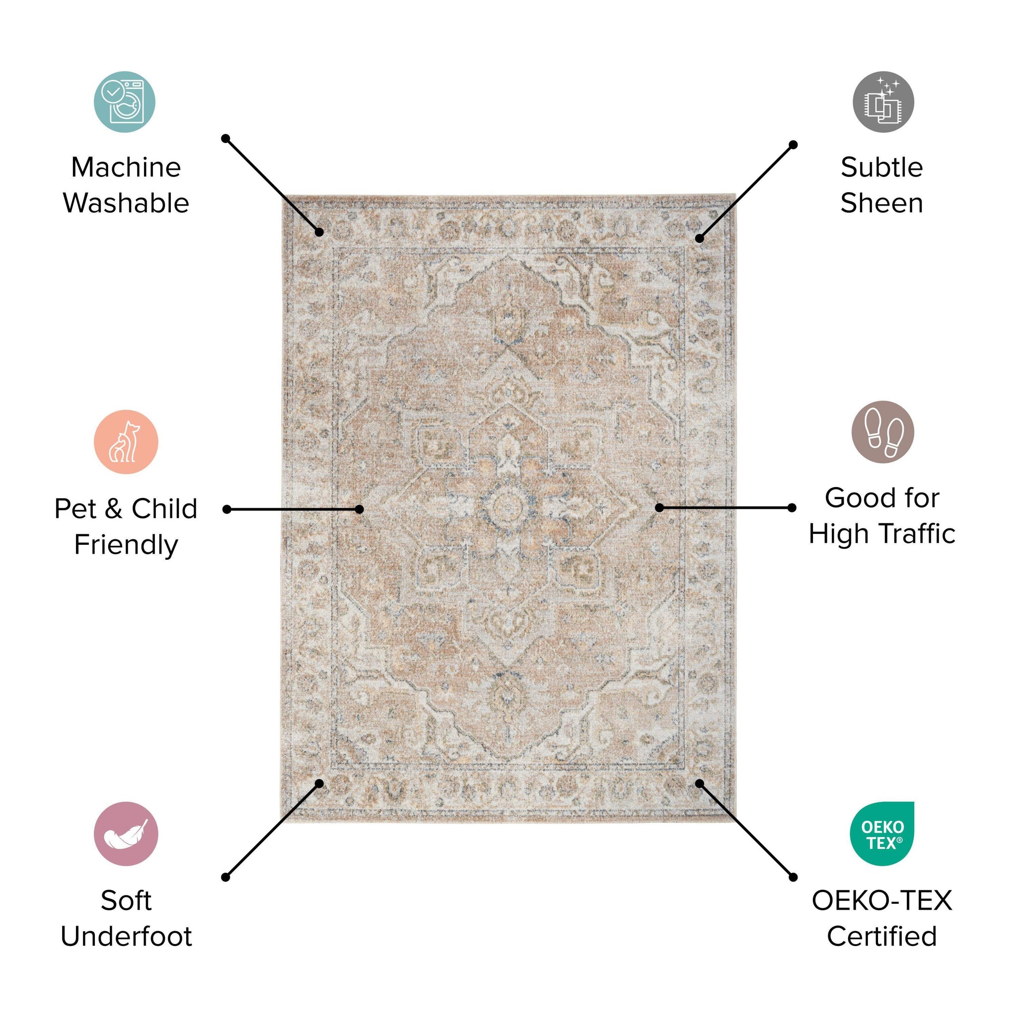 5' X 7' Ivory Spaceships Youthful Washable Area Rug - HomeRoots - Flyclothing LLC