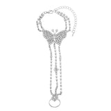 Rhinestone Butterfly Hand Chain Bracelet - Trendsi - Flyclothing LLC