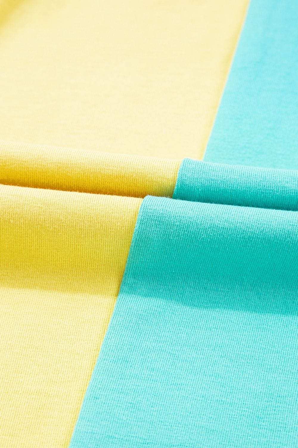 Frill Color Block Crew Neck Loose Fit T Shirt - Trendsi - Flyclothing LLC