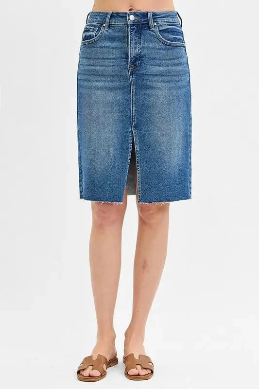 RISEN Full Size High Rise Front Slit Pencil Skirts Plus Size - Trendsi