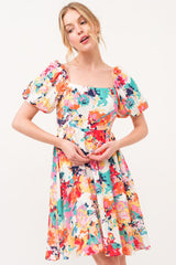 And The Why Square Neck Puff Sleeve Floral Dress - Trendsi