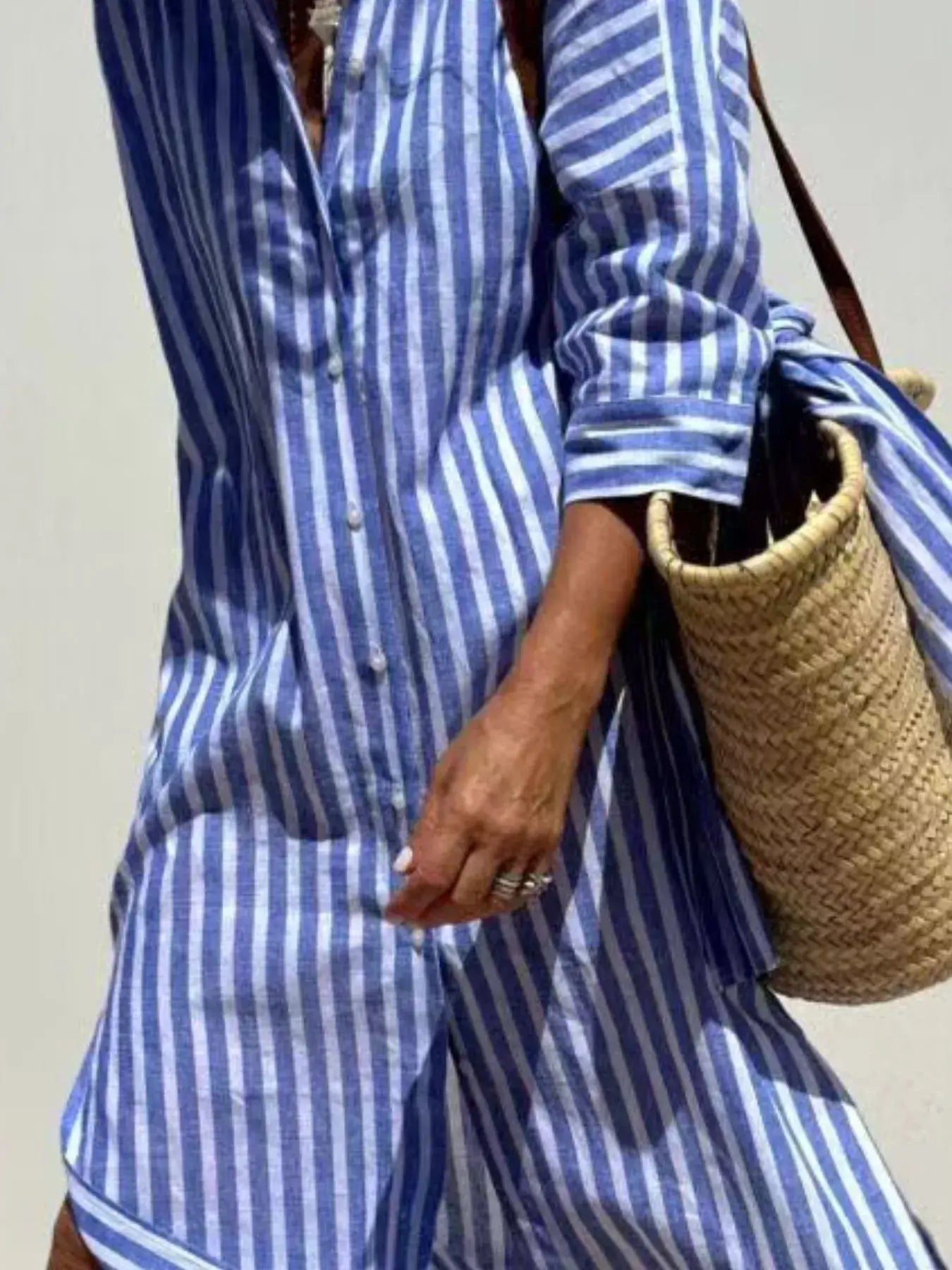 Full Size Printed Button-Down Midi Dress Plus Size - Trendsi - Flyclothing LLC