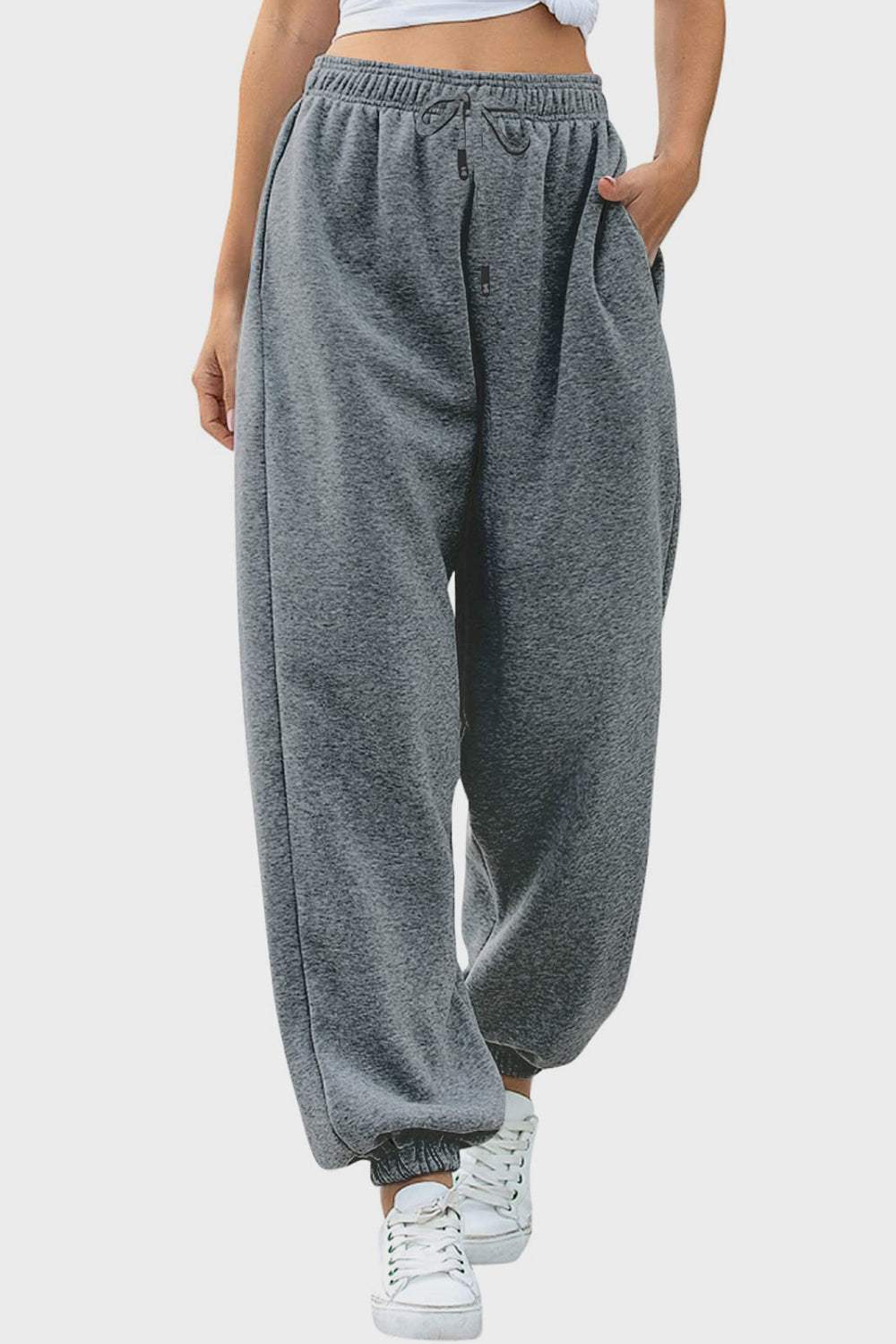 Elastic Waist Joggers with Pockets - Trendsi - Flyclothing LLC