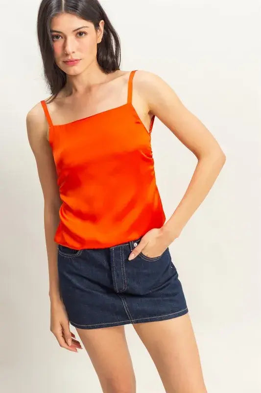 HYFVE Satin Back Tie Detail Cami - Trendsi - Flyclothing LLC