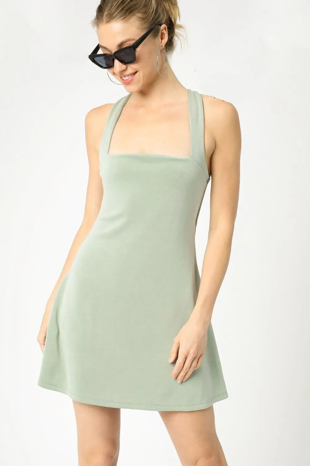 Umgee Crisscross Square Neck Active Dress - Trendsi