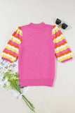 Contrast Half Sleeve Knit Top - Trendsi - Flyclothing LLC