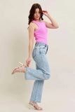 Judy Blue Full Size High Waist Stone Wash Straight Jeans Plus Size - Trendsi - Flyclothing LLC