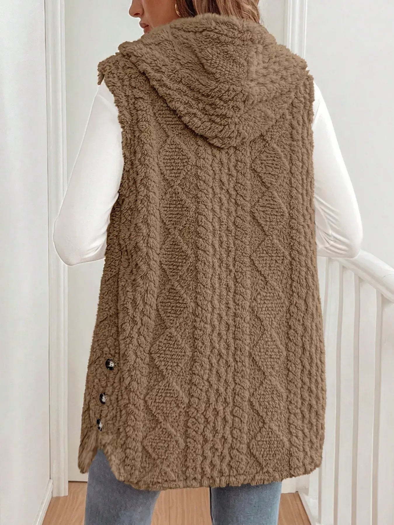 Cozy Sherpa Fleece Hooded Vest Coat - Trendsi - Flyclothing LLC