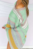 Contrast Striped Boat Neck Dropped Shoulder Sweater - Trendsi - Flyclothing LLC