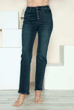 Judy Blue Full Size Button Fly Hem Destroy Straight Jeans - Trendsi - Flyclothing LLC