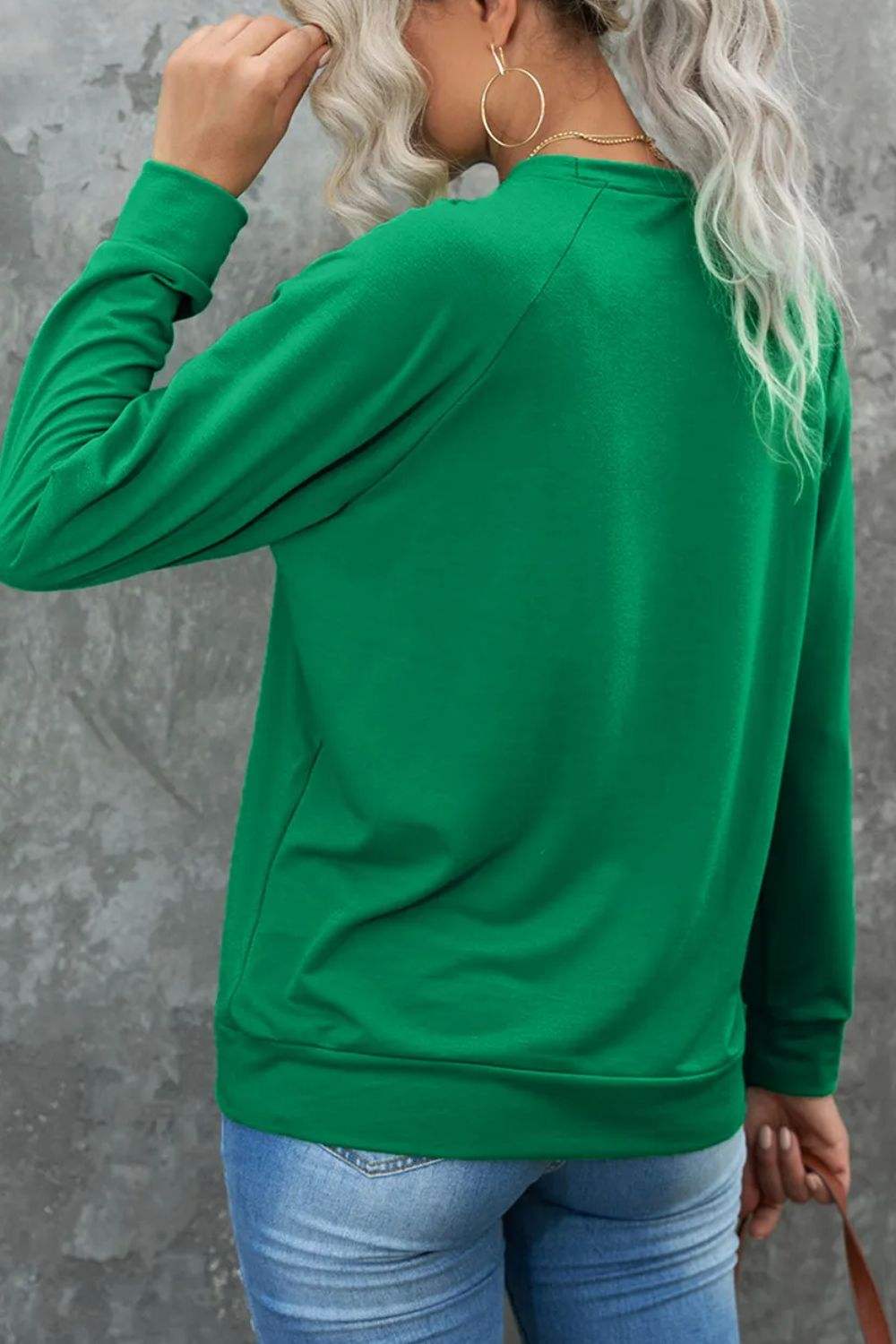 Candy Cane Round Neck Long Sleeve Sweatshirt - Trendsi - Flyclothing LLC